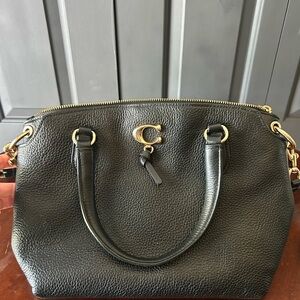 Coach Black Pebbled Remi Leather Satchel